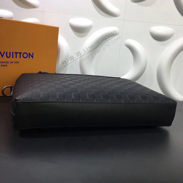 lv新款包包 路易威登Porte-Documents Jour公事包 Damier Infini皮革 lv時尚商務男士公事包 N48261   ydh3895